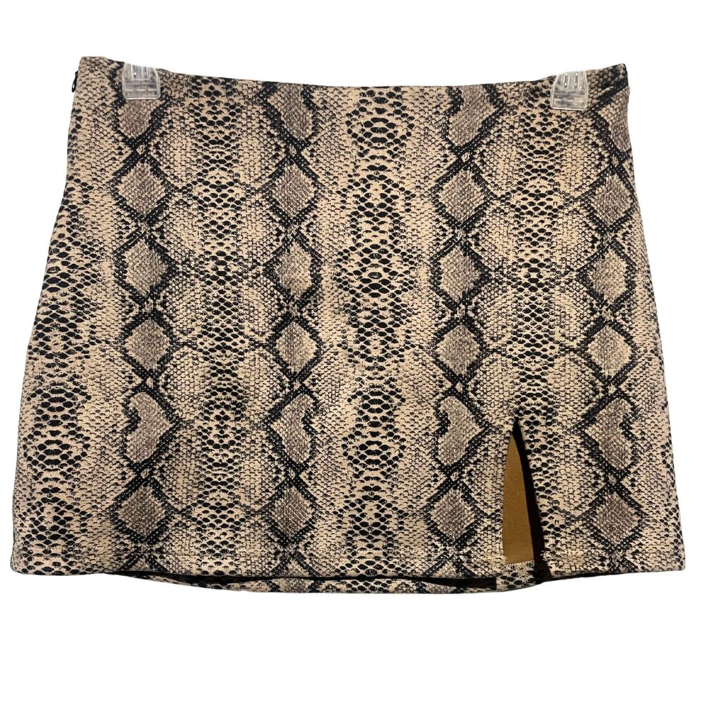 Y2k Snakeskin Print Vented Mini Skirt Large - Picture 2 of 8